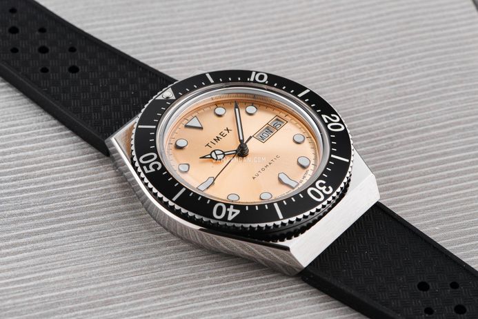 Timex M79 TW2W47600 Automatic Men Champagne Dial Black Rubber Strap