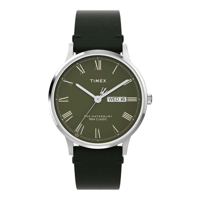 Timex Waterbury TW2W50500 Classic Green Dial Dark Green Leather Strap