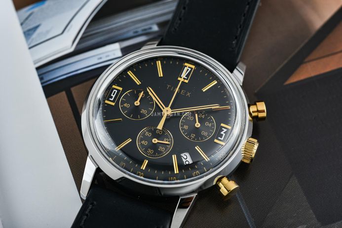 Timex Marlin TW2W51500 Chronograph Tachymeter Black Dial Black