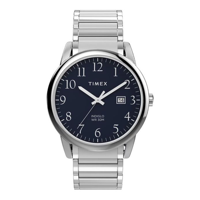 Timex Easy Reader TW2W52200 Indiglo Blue Navy Dial Stainless Steel Strap