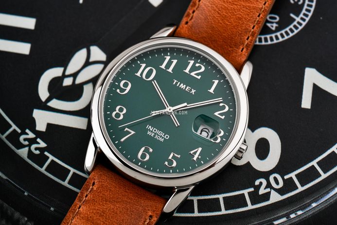 Timex Orologio da uomo Easy Reader 35mm Date, Tono argento/nero, cinturino