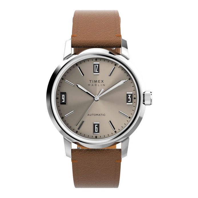Timex Marlin TW2W59300 Automatic Natural Dial Brown Leather Strap