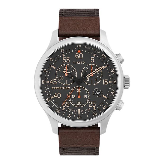 Timex Expedition TW4B26800 Field Chronograph Black Dial Brown Fabric Strap