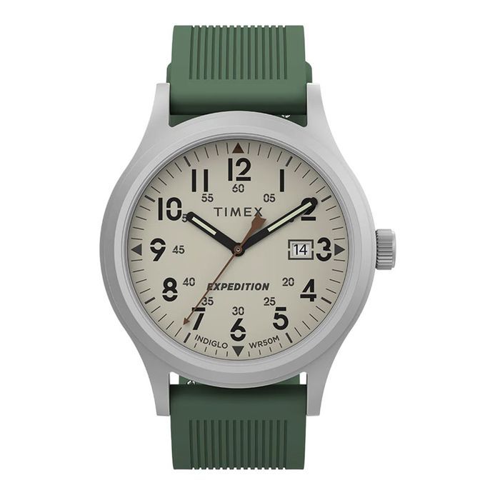 Timex Expedition TW4B30100 Scout Date Men Light Green Dial Green Rubber Strap