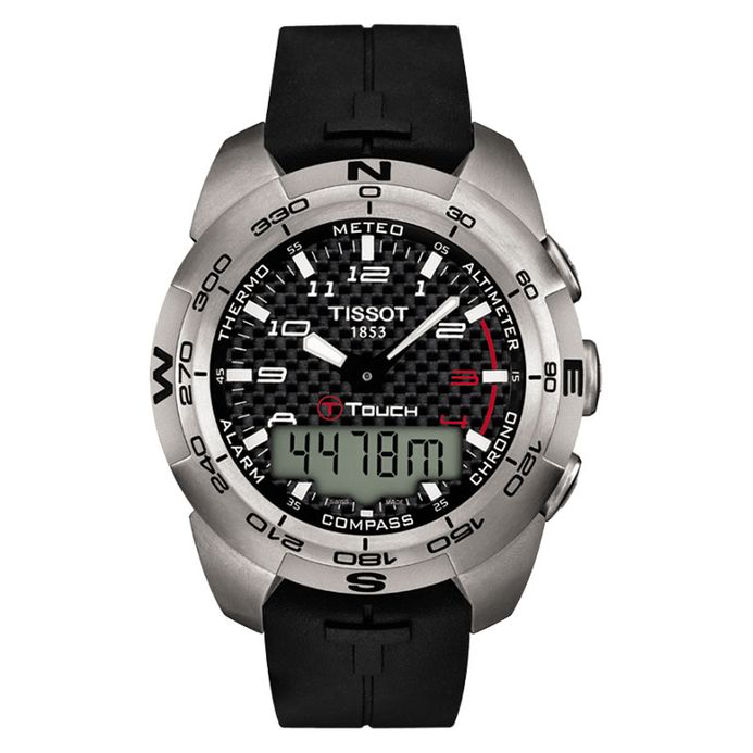 Tissot T-Touch Expert Titanium Black Dial Black  Rubber Strap
