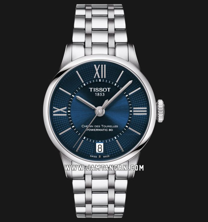 Tissot T-Classic T099.207.11.048.00 Chemin Des Tourelles Powermatic 80 Blue Dial St. Steel Strap