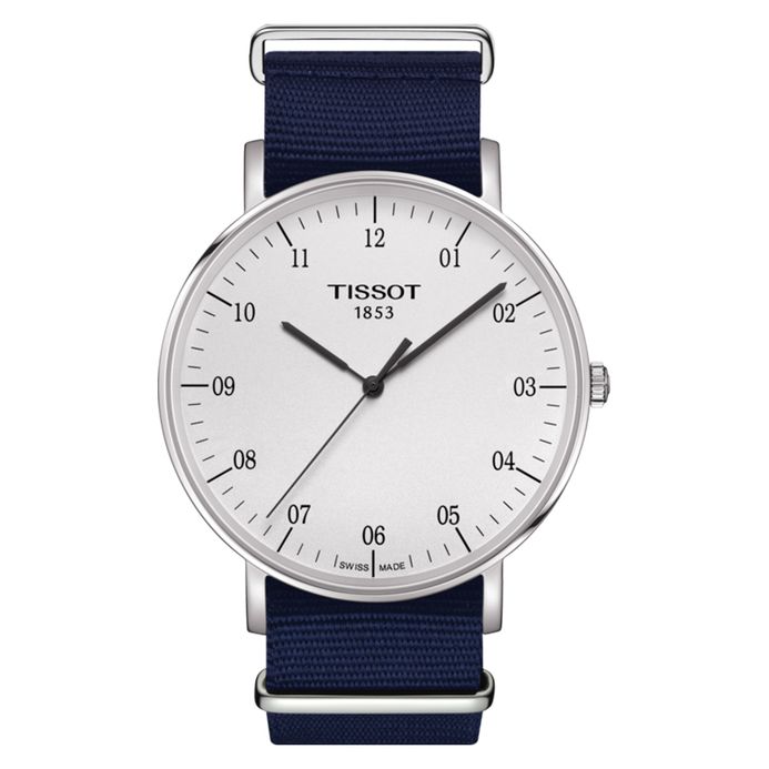 Tissot Everytime Large NATO Men White Dial Blue Nylon  Strap