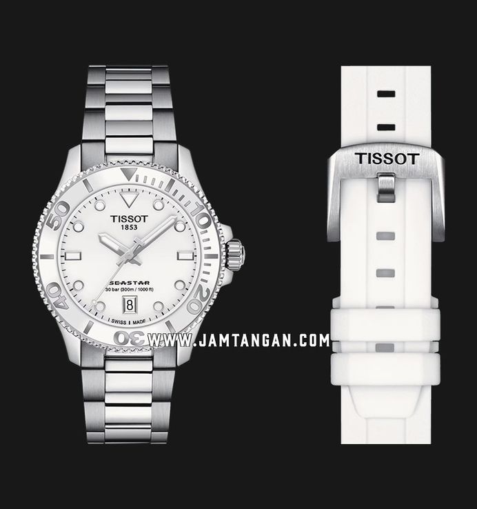 Tissot Seastar 1000 36mm T-Sport T120.210.11.011.00 White Dial Stainless Steel Strap + Extra Strap