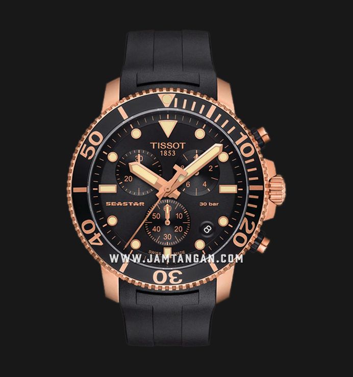Tissot Seastar 1000 Chronograph 45.5mm T-Sport T120.417.37.051.00 Black Dial Black Rubber Strap