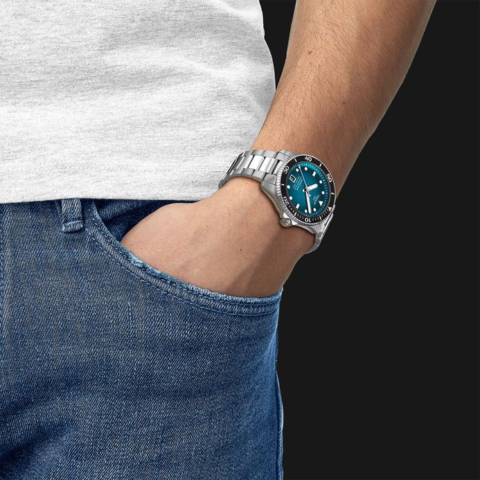 Tissot Seastar 1000 Powermatic 80 40mm T-Sport T120.807.11.091.00 Turquoise Dial St. Steel Strap 