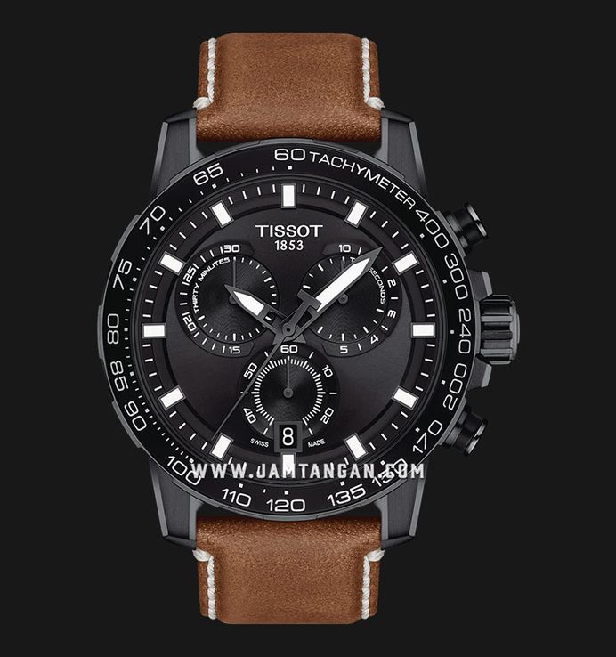 Tissot Supersport Chrono 45.5mm T-Sport T125.617.36.051.01 Black Dial Brown Leather Strap