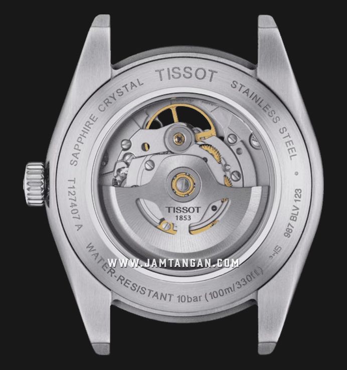 Tissot T-Classic T127.407.11.081.00 Gentleman Powermatic 80 Open Heart Rhodium Dial St. Steel Strap
