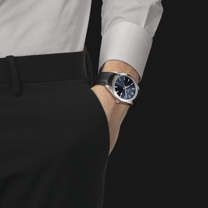 Tissot Gentleman 40mm T-Classic T127.410.16.041.01 Men Blue Dial Black Leather Strap