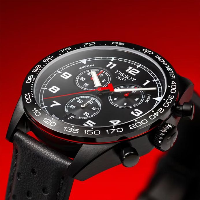 Tissot T-Sport T131.617.36.052.00 PRS 516 Chronograph Black Dial Black Leather Strap