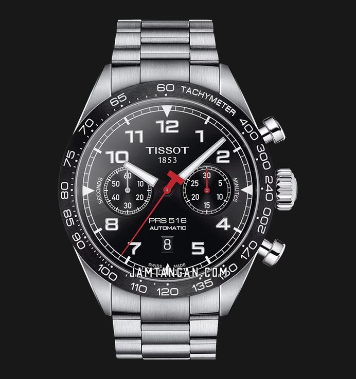 Tissot PRS 516 Automatic Chronograph 45mm T-Sport T131.627.11.052.00 Black Dial St. Steel Strap