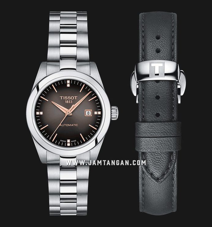 TISSOT T-My Lady T132.007.11.066.01 Graded Dial Stainless Steel Strap + Extra Leather Strap
