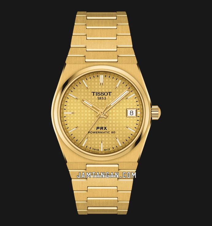 Tissot PRX Powermatic 80 35mm T-Classic T137.207.33.021.00 Champagne Dial Gold St. Steel Strap 
