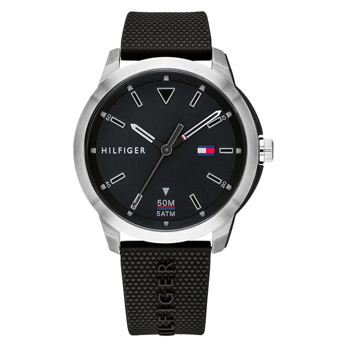 Tommy Hilfiger 1791622 Men Black Dial Black Rubber Strap