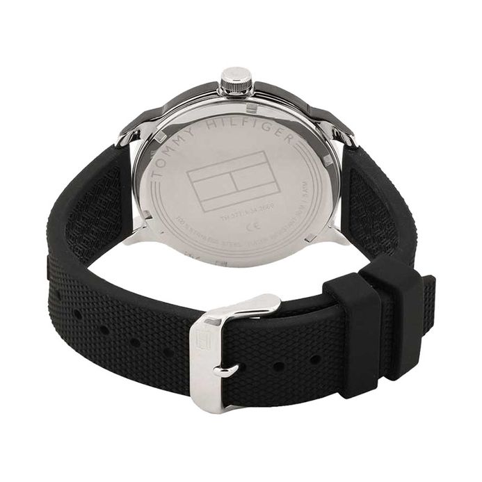 Tommy Hilfiger 1791622 Men Black Dial Black Rubber Strap