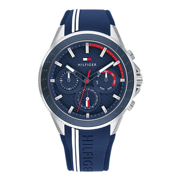 Tommy Hilfiger Aiden 1791859 Blue Dial Dual Tone Rubber Strap