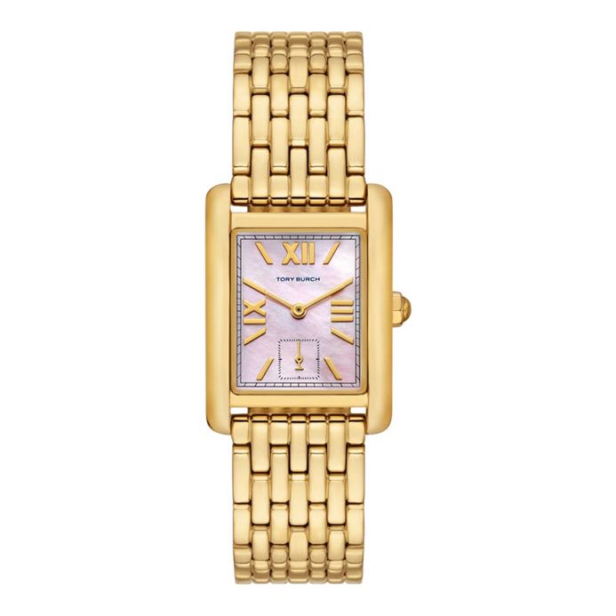 Tory Burch Eleanor TBW1077 Ladies Mother Of Pearl Dial Gold Stainless Steel  Strap