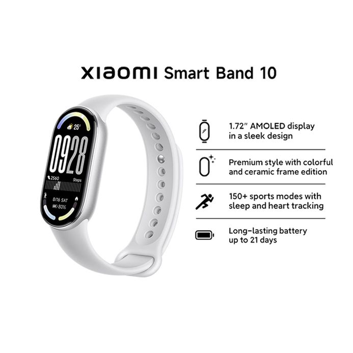 Xiaomi Smart Band 10 8100033928 Smartwatch Digital Dial Glacier