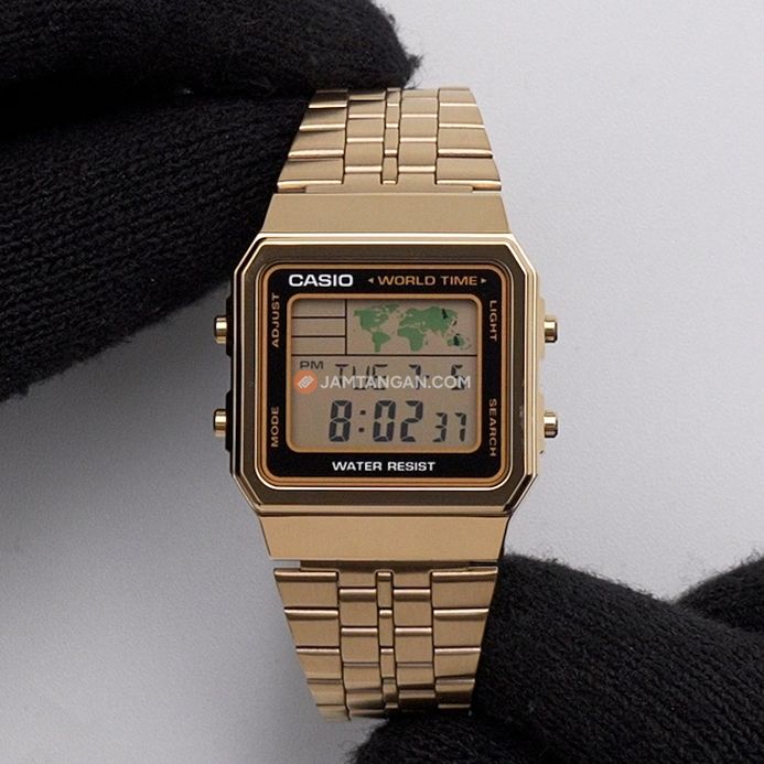 Casio General A500WGA-1DF World Time Digital Dial Gold Tone Stainless ...