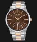 Alba Prestige AG8L13X1 Men Brown Patterned Dial Dual Tone Stainless Steel Strap-0