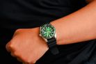 Alba Mechanical AL4441X1 Automatic Men Green Black Gradation Patterned Dial Black Silicone Strap-8
