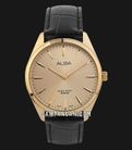 Alba ARX122X1 Men Gold Dial Black Leather Strap-0