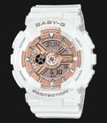 Casio Baby-G BA-110X-7A1DR Digital Analog Rose Gold Dial White Resin Band-0