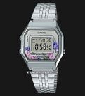 Casio General LA680WA-4CDF Ladies Flower Design Digital Dial Stainless Steel Band-0
