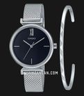 Casio General LTP-2023VM-1CDR Black Dial Mesh Band + Bangle-0