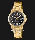 Casio General LTP-V004G-1BUDF Ladies Black Dial Gold Stainless Steel Band-0