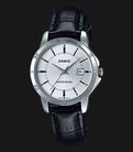 Casio General LTP-V004L-7AUDF Ladies Silver Dial Black Leather Band-0