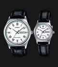 Casio General LTP-V006L-7BUDF_MTP-V006L-7BUDF Couple White Dial Black Leather Band-0