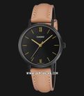 Casio General LTP-VT02BL-1AUDF Ladies Black Dial Tan Leather Band-0