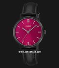 Casio General LTP-VT02BL-4AUDF Ladies Red Dial Black Leather Strap-0
