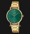 Casio General LTP-VT02G-3AUDF Ladies Green Dial Gold Stainless Steel Strap-0