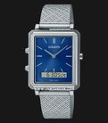 Casio General MTP-B205M-2EDF Men Blue Digital Analog Dial Silver Mesh Band-0