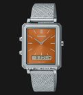 Casio General MTP-B205M-5EDF Men Orange Digital Analog Dial Silver Mesh Band-0