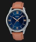 Casio General MTP-V005L-2B5UDF Blue Dial Tan Leather Band-0