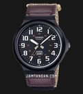 Casio General MW-240B-5BVDF Black Dial Beige Cloth Band-0