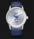 Citizen Classic AK5000-03A Men Moon Phase Silver Dial Blue Leather Strap-0