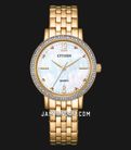 Citizen EL3103-57D Ladies Mother of Pearl Dial Gold Stainless Steel Strap-0