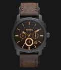Fossil Machine FS4656 Men Chronograph Black Dial Brown Leather Strap-0