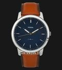 Fossil Minimalist FS5304 Men Blue Dial Light Brown Leather Strap-0