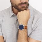 Fossil Minimalist FS5304 Men Blue Dial Light Brown Leather Strap-8