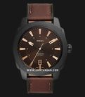 Fossil Machine FS5972 Men Brown Dial Brown Leather Strap-0