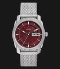 Fossil Machine FS6014 Men Burgundy Dial Mesh Strap-0